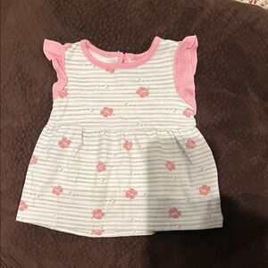 Ellen Degeneres White Baby Top with Pink Trim